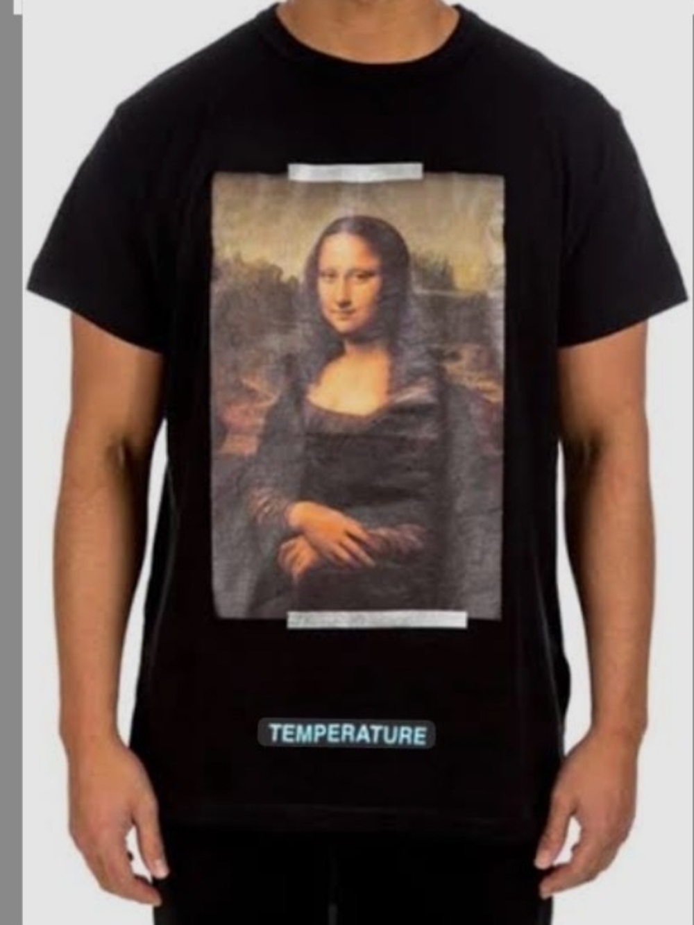 Off-White Black Crewneck Tee with White 'MAIN LABEL' Tag